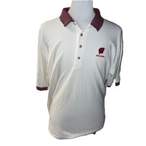Size XL -Men’s University of Wisconsin Polo by Antigua - White